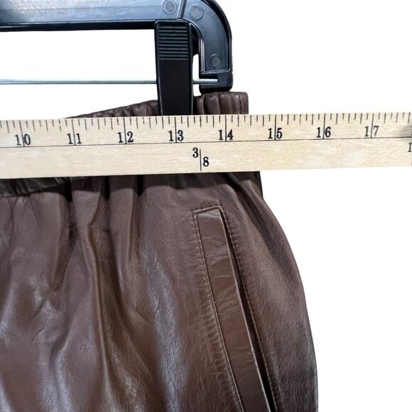 Vintage 90s Charles Klein Leather Pants S Chocolate Brown High Rise Retro Moto - Picture 8 of 14